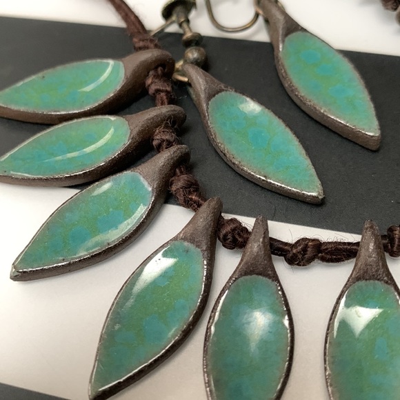 Pottery Beaded Necklace and Earrings - Picture 3 of 4